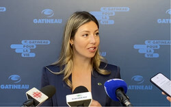 Maude Marquis-Bissonnette, Mayor of Gatineau, during the press briefing (April 30, 2025) Photo: Screenshot