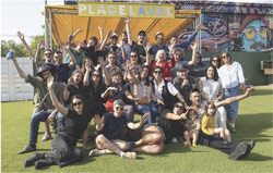 All the artists involved in the Cultural Trail on Wednesday, June 17 at Place Laval. Photo: Courtesy